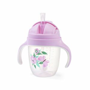 Babyono Hrnek učicí s brčkem Motýlek 6m+ 240 ml 1 ks fialový obraz
