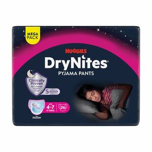 Huggies DryNites Natahovací kalhotky pro dívky 4–7 let 17–30 kg 26 ks obraz