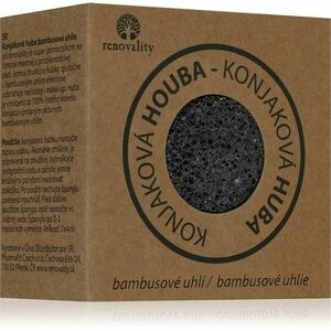 Renovality Konjaková houba bambusové uhlí čisticí houbička pro problematickou pleť 7x4 cm obraz
