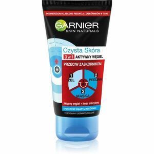 Garnier Pure Active černá maska na obličej proti černým tečkám a akné s aktivním uhlím 3v1 150 ml obraz