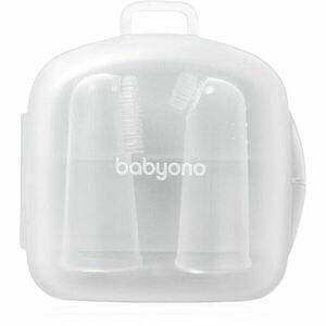 BabyOno Silicone Toothbrush dětský zubní kartáček na prst s pouzdrem 0m+ 2 ks obraz