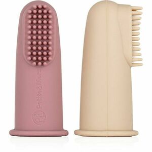 Petite&Mars Take&Match 0m+ dětský zubní kartáček na prst s pouzdrem Rose&Sand 2 ks obraz