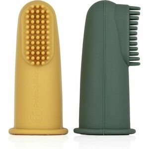 Petite&Mars Take&Match 0m+ dětský zubní kartáček na prst s pouzdrem Ochre&Green 2 ks obraz