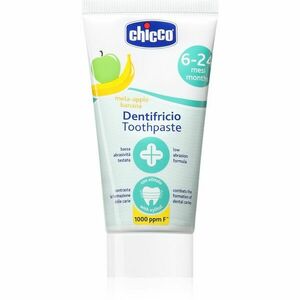 Chicco Toothpaste 6-24m dětská zubní pasta s fluoridem Apple-Banana 50 ml obraz