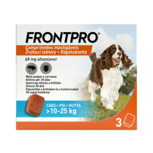 FRONTPRO Žvýkací tablety pro psy 10–25 kg 68 mg 3 tablety obraz