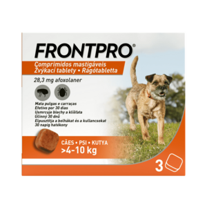 FRONTPRO Žvýkací tablety pro psy 4–10 kg 28, 3 mg 3 tablety obraz