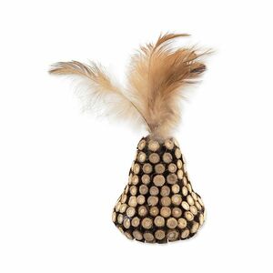 MAGIC CAT Hračka Natural Fun kužel s přírodními pírky a oblepené dřevem 13 cm obraz