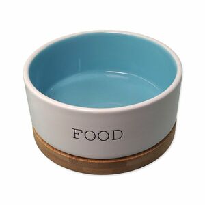 Dog Fantasy Miska keramická FOOD s podtáckem 13x5, 5 cm 400 ml bílá/modrá obraz