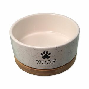 Dog Fantasy Miska keramická bílá WOOF s podtáckem 13x5, 5 cm 400 ml obraz