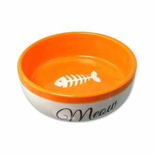 MAGIC CAT Miska keramická bílá/oranžová Meow 13, 4x4 cm 170 ml obraz