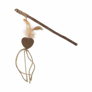 MAGIC CAT Hračka Natural Fun šidítko srdce s přírodními pírky a provázky 25 cm obraz