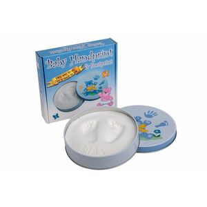 tinymemories Sada na otisky nožiček či ručiček v plechovce, dárková sada pro chlapečka, modrá obraz