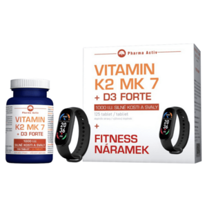 PHARMA ACTIV Vitamín K2 MK 7+ D3 Forte 125 tablet 88 g+Fitness náramek obraz