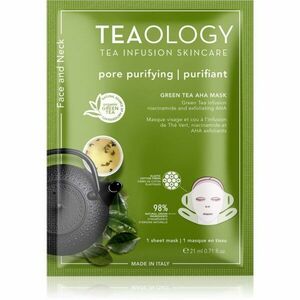 Teaology Face Mask Green Tea AHA plátýnková maska s čisticím a osvěžujícím účinkem na obličej a krk 21 ml obraz