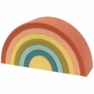 O.B Designs Silicone Rainbow Stacker Silicone Bamboo Puzzle skládací duha Cherry 10m+ 1 ks obraz