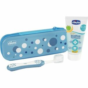 Chicco Always Smiling Set 6m+ sada zubní péče s pouzdrem Light Blue 1 ks obraz