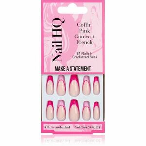 Nail HQ Coffin Pink Contrast French umělé nehty s lepidlem 24 ks obraz
