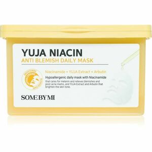 Some By Mi Yuja Niacin Anti Blemish Daily Mask rozjasňující plátýnková maska pro sjednocení barevného tónu pleti velké balení 30 ks obraz
