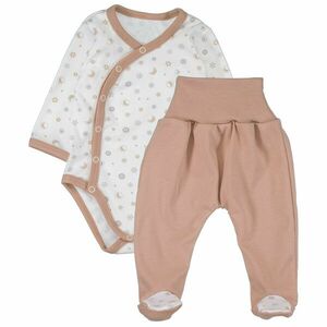 MBaby Body dlouhý rukáv zap. bokem+polodupačky Galax Baby - béžový, vel. 62 obraz