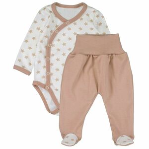 MBaby Body dlouhý rukáv zap. bokem+polodupačky Star Baby - béžový, vel. 62 obraz