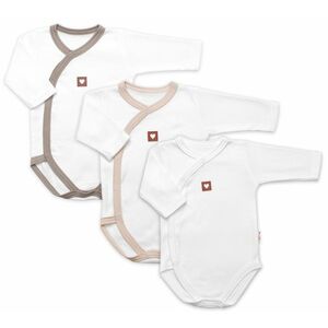 Baby Nellys Rostoucí výhodná sada, 3x Body zap. bokem Nature - béžová/taupe/bílá obraz