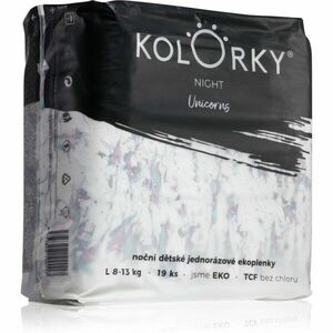 Kolorky Night Unicorn jednorázové EKO pleny pro kompletní ochranu v průběhu noci velikost L 8-13 Kg 19 ks obraz
