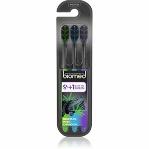 Biomed Black Charcoal zubní kartáčky medium 3 ks obraz