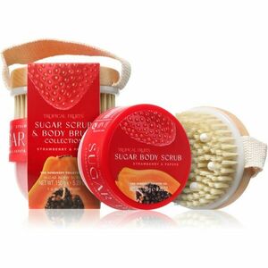 The Somerset Toiletry Co. Tropical Fruits Strawberry & Papaya cukrový tělový peeling + kartáč 150 g obraz