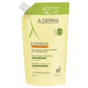 A-DERMA Náhradní náplň do zvláčňujícího sprchového oleje pro suchou pokožku se sklonem k atopickému ekzému Exomega Control (Emollient Shower Oil) 500 ml obraz
