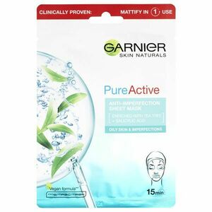 Garnier Hydratační textilní maska proti nedokonalostem obohacená o čajovník a kyselinu salicylovou Skin Naturals Pure Active 23 g obraz