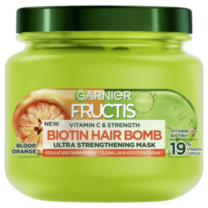 Garnier Posilující maska pro slabé vlasy Fructis Vitamin C & Strength Biotin Hair Bomb (Ultra Strengthening Mask) 320 ml obraz