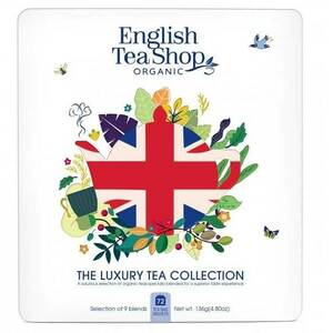 English Tea Shop Dárková sada Union Jack bílá v plechové kazetě BIO 72 sáčků obraz