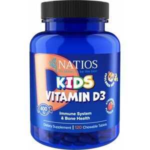 Natios Kids Vitamin D3 400 IU 120 jahodových tabletek obraz
