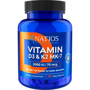 Natios Vitamin D3 & K2 (MenaQ7 MK-7) 2000 IU & 75 mcg 100 kapslí obraz