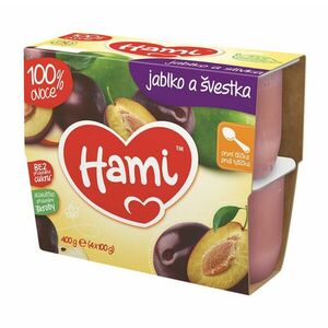 HAMI ovocný příkrm 100% ovoce jablko a švestka 4 x 100 g obraz
