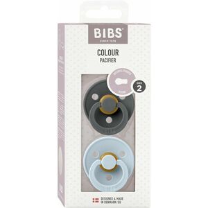 BIBS Colour Dudlíky z přírodního kaučuku - velikost 2, Iron/Baby Blue 2 ks obraz