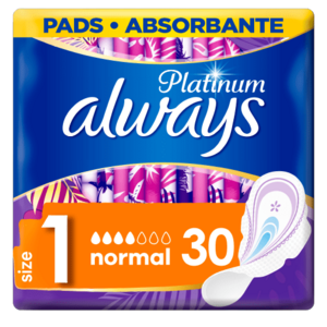ALWAYS Platinum Normal Velikost 1 Hygienické Vložky S Křidélky 30 ks obraz