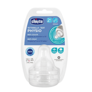 CHICCO Savička na láhev Perfect 5/Well-Being fyziologický střední průtok 2m+, 2 ks obraz
