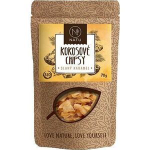NATU Kokosové chipsy slaný karamel BIO 70 g obraz