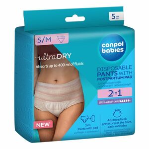 CANPOL BABIES Jednorázové poporodní kalhotky s vložkou 2v1 S/M 5 ks obraz