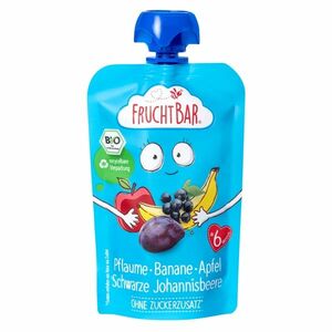 FRUCHTBAR BIO Ovocná kapsička s jablkem, banánem, švestkou a černým rybízem 100 g obraz