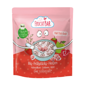 FRUCHTBAR BIO Cereálie ve tvaru srdíček s jahodami a jablkem 125 g obraz