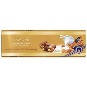 LINDT Gold Tablet Švýcarská mléčná čokoláda s rozinkami 300 g obraz