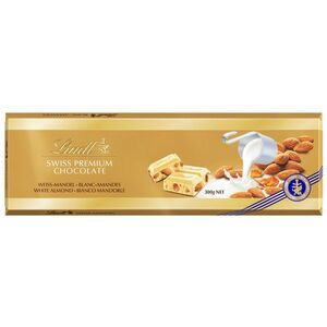 LINDT Gold Tablet Švýcarská bílá čokoláda s mandlemi 300 g obraz