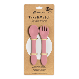 PETITE&MARS Příbor silikonový TAKE&MATCH Dusty Rose 6m+ obraz