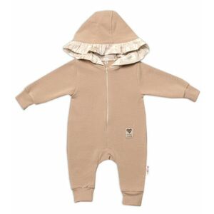 Baby Nellys Teplákový overal s kapucí a volánkem, New Bunny , cappuccino, 86 obraz