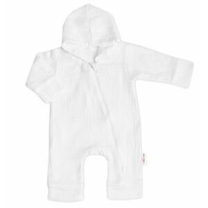 Baby Nellys Mušelinový overálek s kapucí, dvouvrstvý, Hand Made, bílý vel. 62 obraz