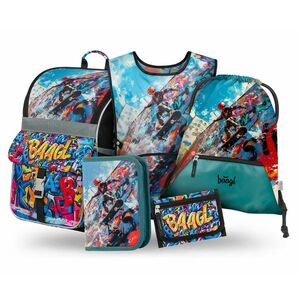 Baagl SET 5 Zippy Skatepark: aktovka, penál, sáček, zástěra, peněženka obraz