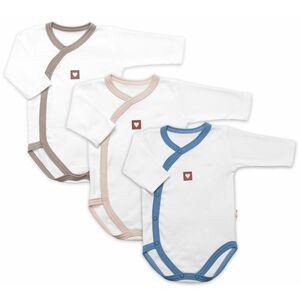 Baby Nellys Rostoucí výhodná sada, 3x Body zap. bokem Nature - modrá/béžová/taupe obraz