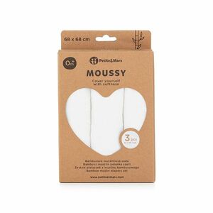 Petite&Mars Sada plen bambusová mušelínová Moussy 68 x 68 cm 3 ks Total White obraz